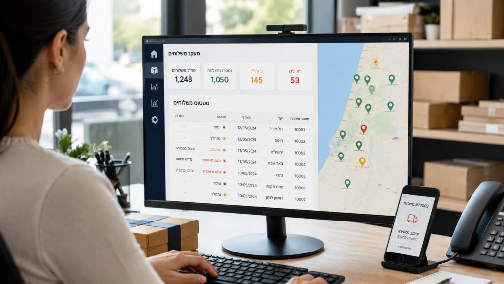 מעקב אחר משלוחים לעובדים מעקב דיגיטלי אחר סטטוס משלוחים וזיהוי עיכובים בזמן אמת